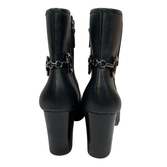 Johnston & Murphy Charlotte Bit Bootie Size 8.5 Leather Boot Heel Preppy Square - Picture 3 of 10